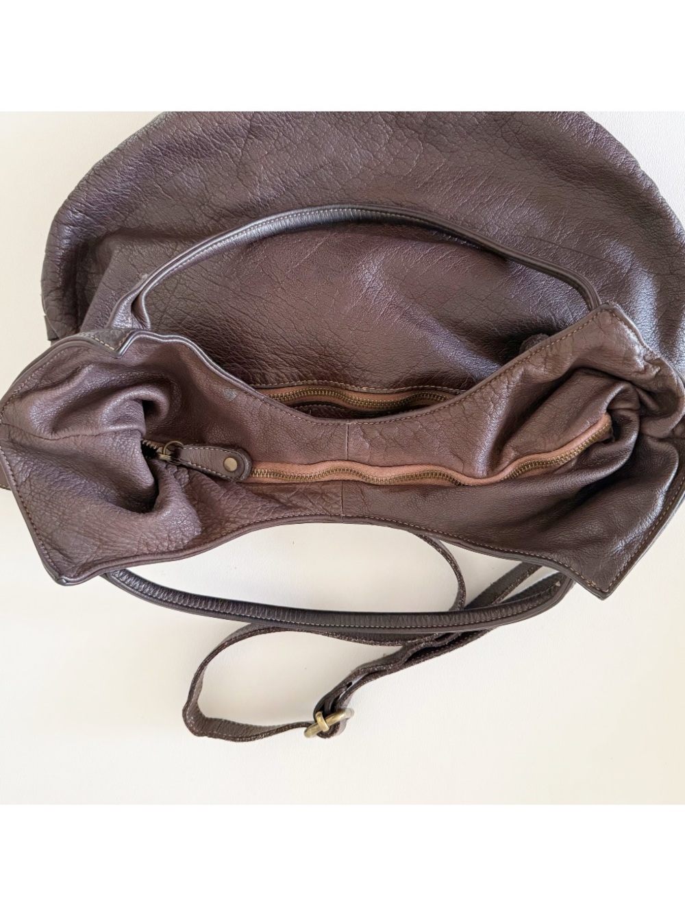 Civico 93 Bag Woven Leather Hobo Saddle Chic Boho Brown Medium - Picture 8 of 11